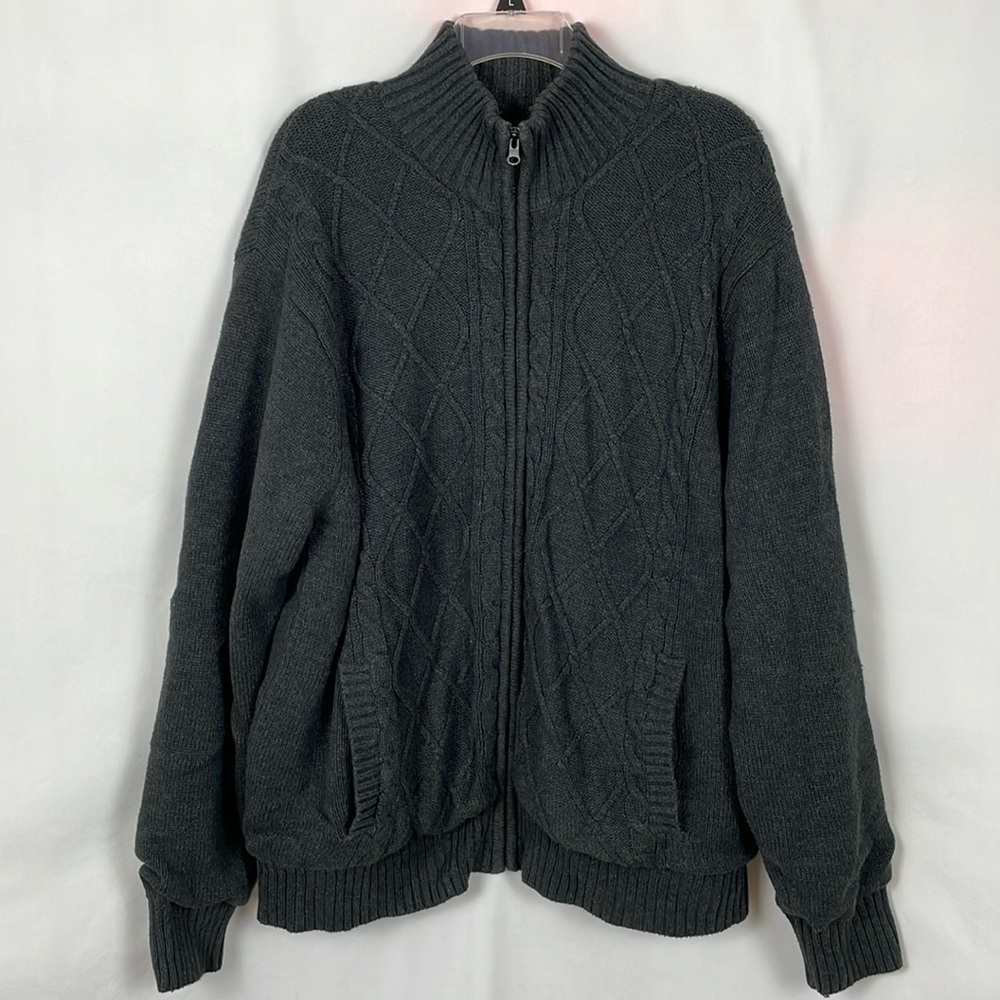Northwest Territory Charcoal Gray Sherpa Lined Zip Up Sweater Jacket - Size XXL